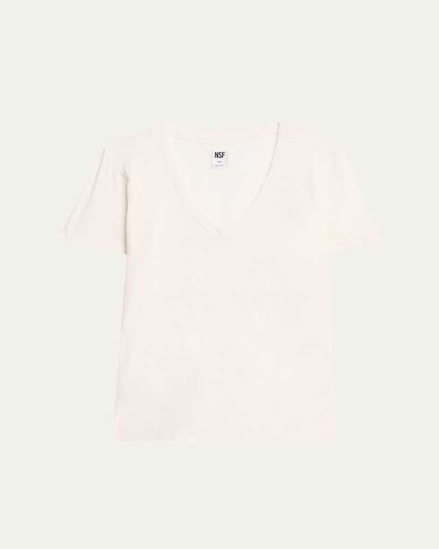Cora V-Neck Cotton Knit Short-Sleeve T-Shirt